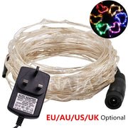 Guirlande lumineuse féerique en fil d'argent 10m 20m pour Noël extérieur décoration fête mariage