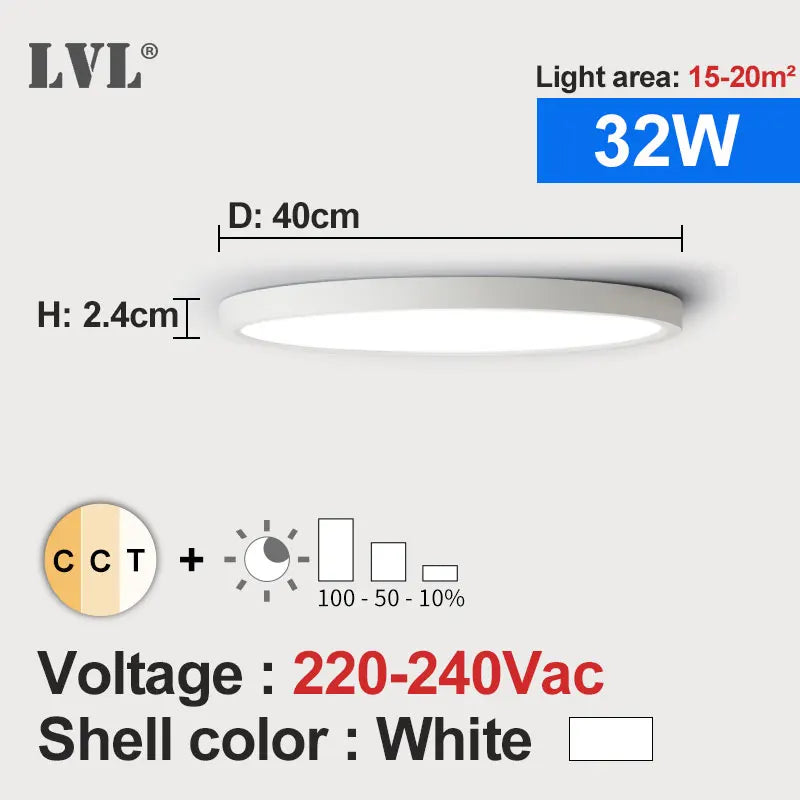 plafonnier led blanc moderne 24w 1080lm 10 15m² facile interrupteur mural