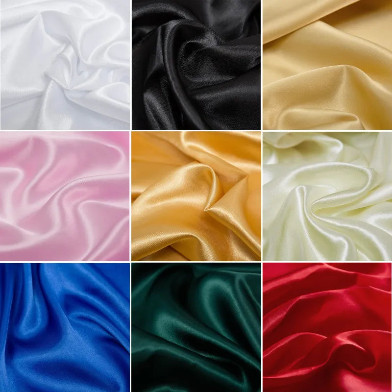 tissu satiné polyester blanc noir vert bleu moderne décoration couture rideaux robes