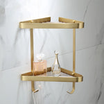 étagère salle bain dorée moderne deux niveaux fixations bouteilles parfum pot crème porte savon