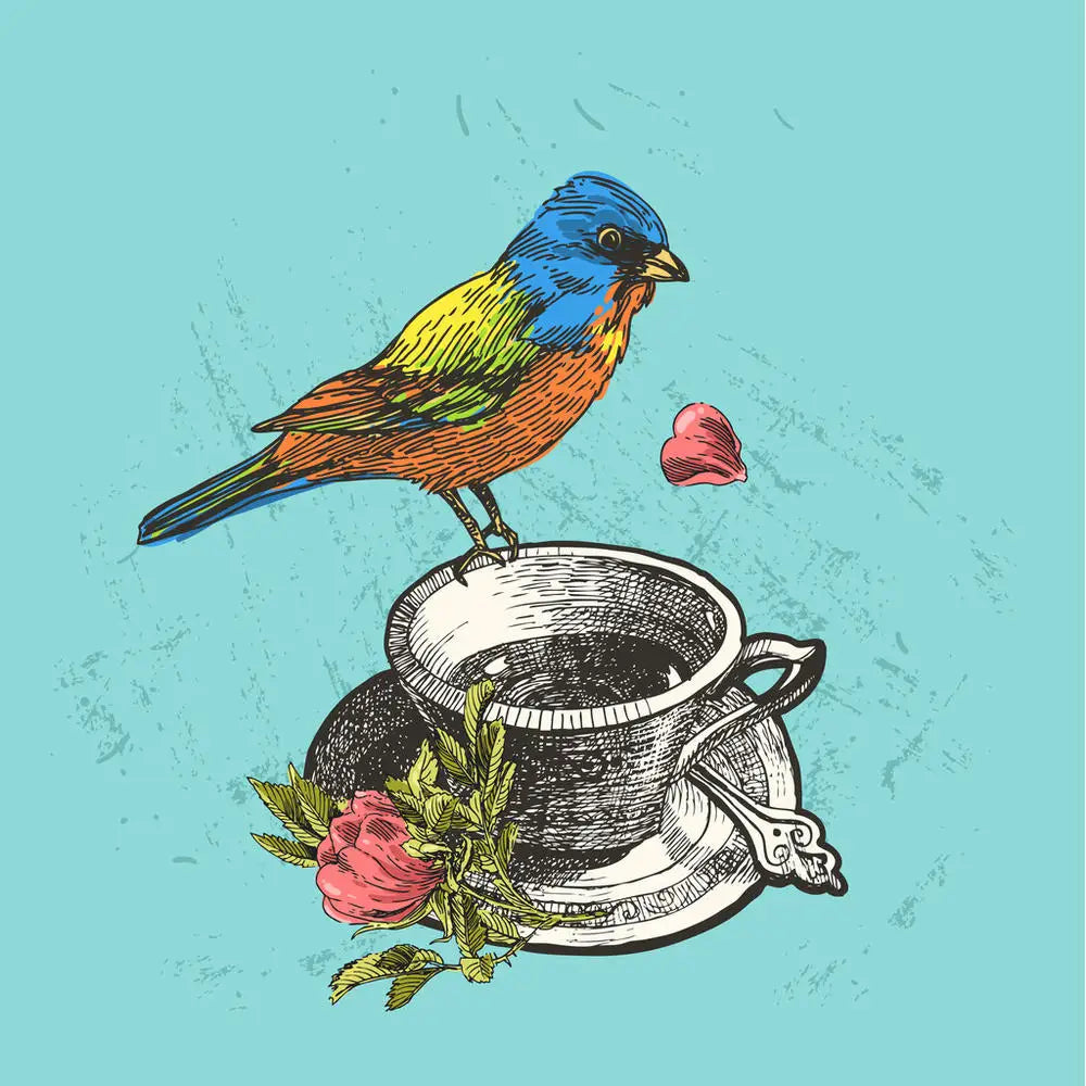 timbres décoratifs oiseaux fleurs calligraphie noir blanc bleu clair 100x150mmscrição floral illustration artisanale scrapbooking