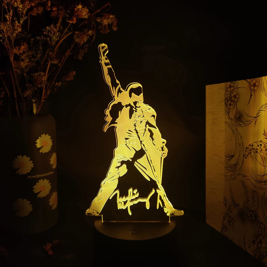 lampe led freddie mercury silhouette couleur violet bleu vert jaune rouge blanche transparente moderne