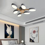plafonnier moderne bois naturel gris blanc circulaire contemporain opacité(touches marche/arrêt) LED 6sources 2000 82000lm