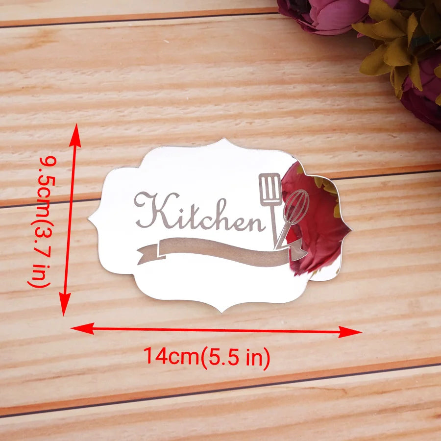 plaque décorative kitchen lettrage cuillère fouet adhésif blanc classique ornement 14x10cm 20x15cm