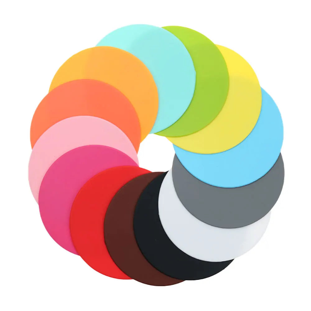 coasters silicone unicolore rose orange vert bleu noir gris blanc modernes imperméables