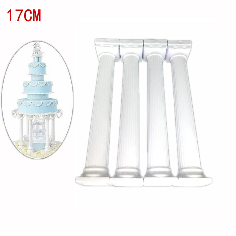 supports gâteau colonnes grecques blancs cannelés hauts 7.5cm 12.5cm 17cm decoration classique metal environnement