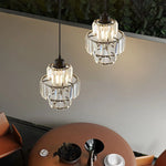 Suspension lumineuse transparente moderne rangs verre dorés élégante chambre salon