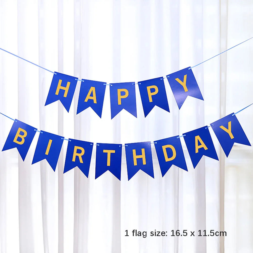 guirlande festivités anniversaire fanions lettres happy birthday couleurs rose bleu vert festive