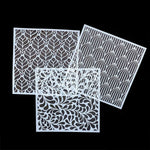 stencils géométriques motifs floraux décoration murale panneaux artistiques illusions optiques assiettes décoratives motifs traditionnels
