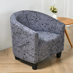 housse fauteuil tubulaire impression géométrique moderne polyestère machine bleu beige