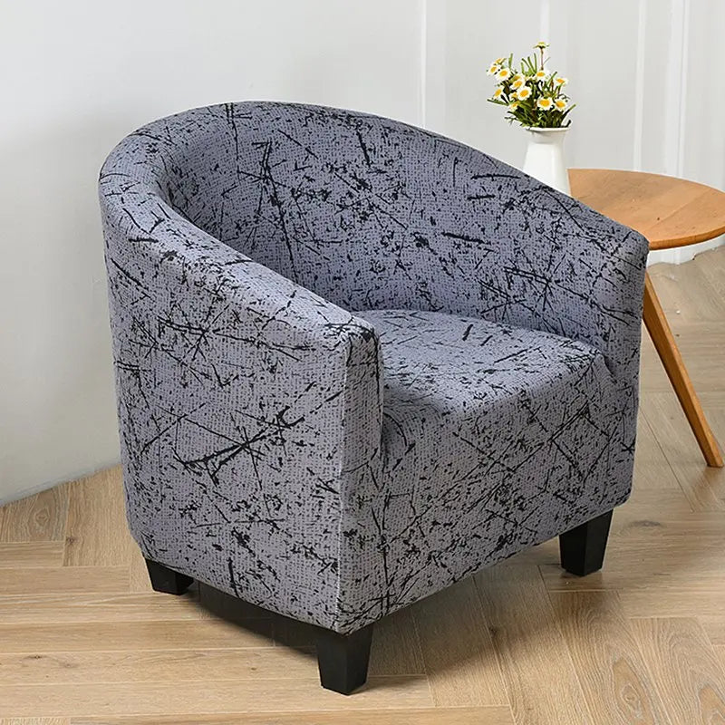 housse fauteuil tubulaire impression géométrique moderne polyestère machine bleu beige
