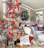housse coussin carré nordique impression arbre rustique décoration noël 45x45 farmhouse