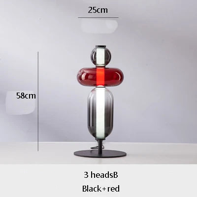 lampe sol moderne rouge blanc doré pied stable minimaliste vitrail led translucent