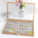 boîte bijoux bois naturel moderne boucles doreilles cadenas 35x24x5cm organisateur rangement transparent grille