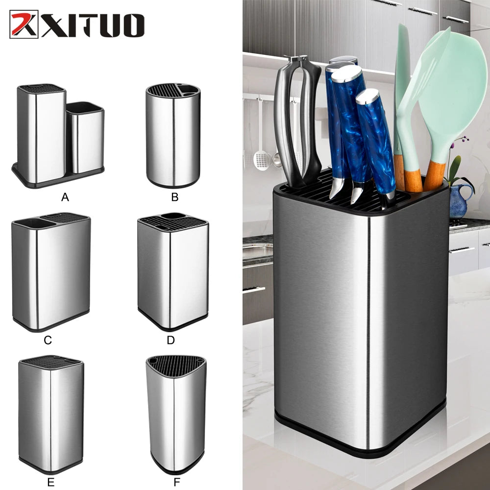 porte couteaux acier inoxydable durable moderne argenté lisse brillant stockage couteaux cuillères pince cuisine