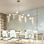 suspension lumineuse moderne or franges led touchette interrupteur chrome poli