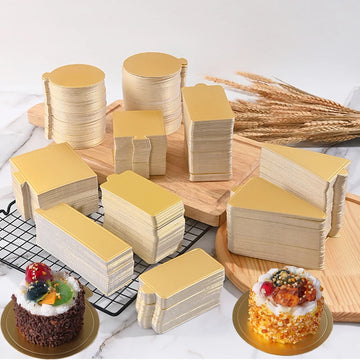 support présentation dessert carton doré blanc formes géométriques socle pâtisserie moderne décoratif recyclable
