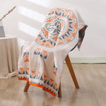 serviette bain coton bio rapide absorbant moderne motif géométrique blanc bleu orange gris