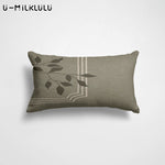 housse coussin motif feuilles moderne 30x50cm beige gris marronclair rosepâle