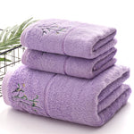 serviettes bain fibre bambou séchage rapide broderie classique rose blanc violet vert