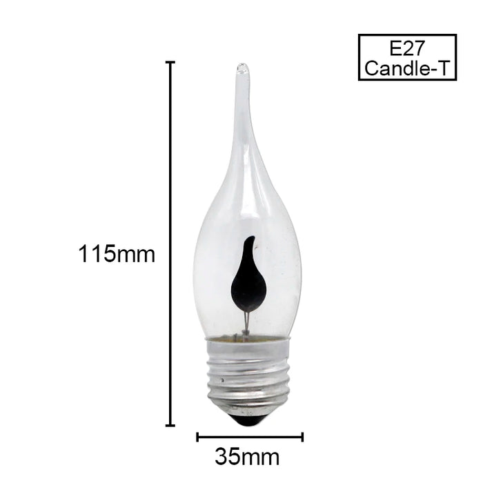 lampe led flamme noire transparente moderne e27 e14 3w 250 lumens 30000h
