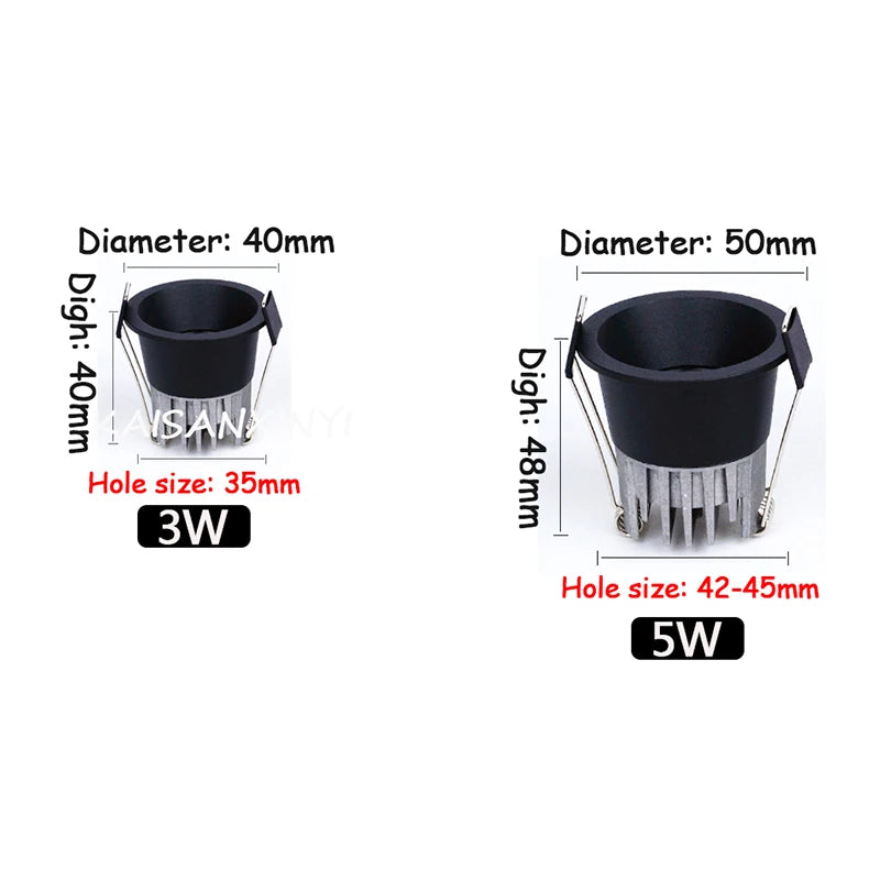 spot led encastré aluminium moderne dimmable anti éblouissement blanc noir salon cuisine chambre