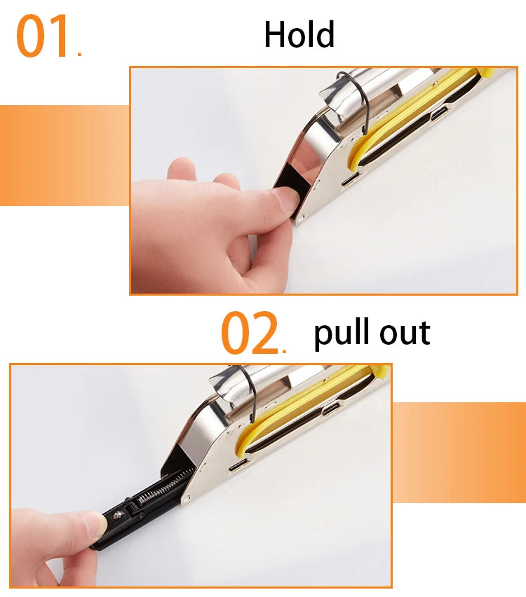 clous tacker set boîte clous poignée jaune boutons noirs pratique utilitaire