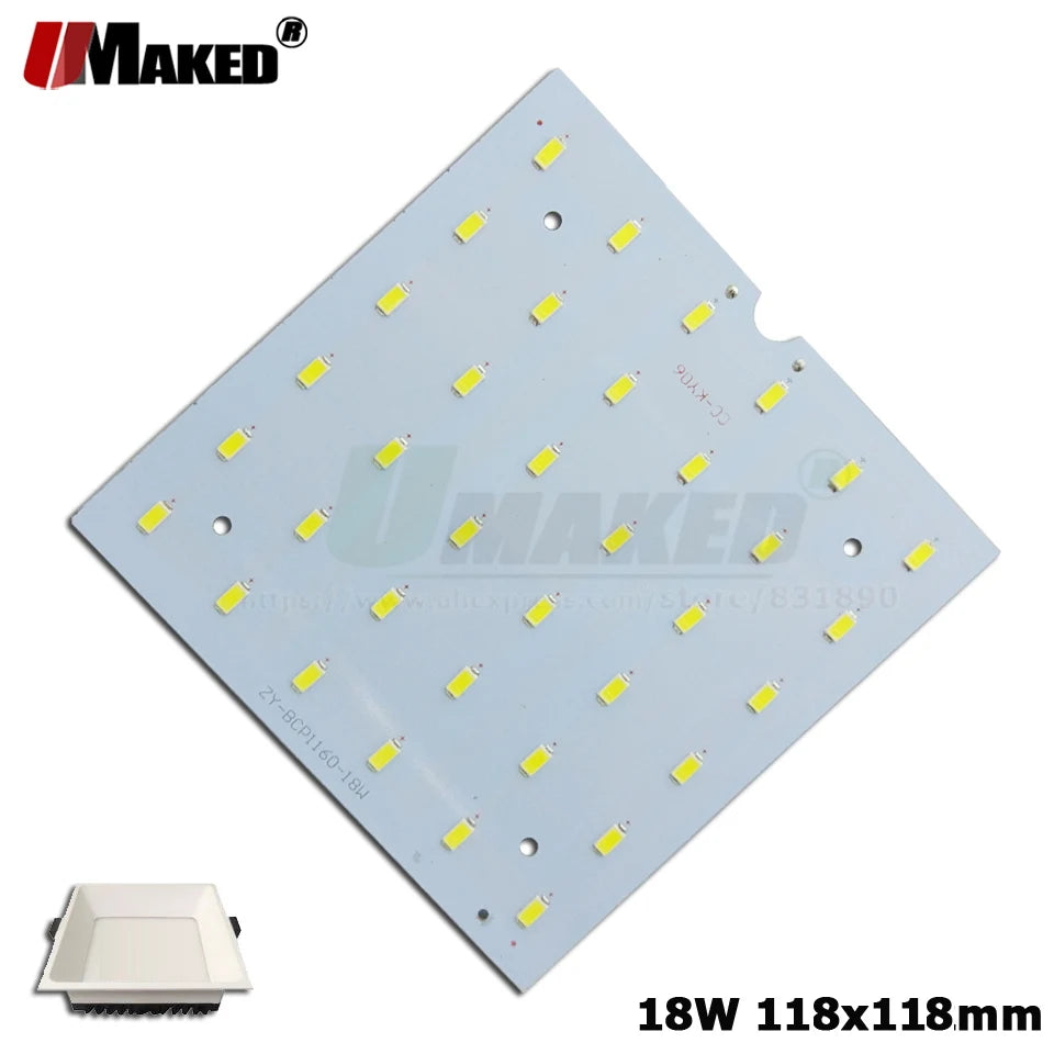 plaque led downlight 18w 118x118mm blanc mat moderne sans pcba