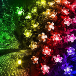 guirlande lumineuse solaire fleurs multicolores extérieures festives 50 led imperméables