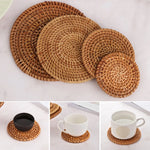 coasters tressés naturels rustiques différents 8cm 10cm 13cm 16cm respectueux environnement