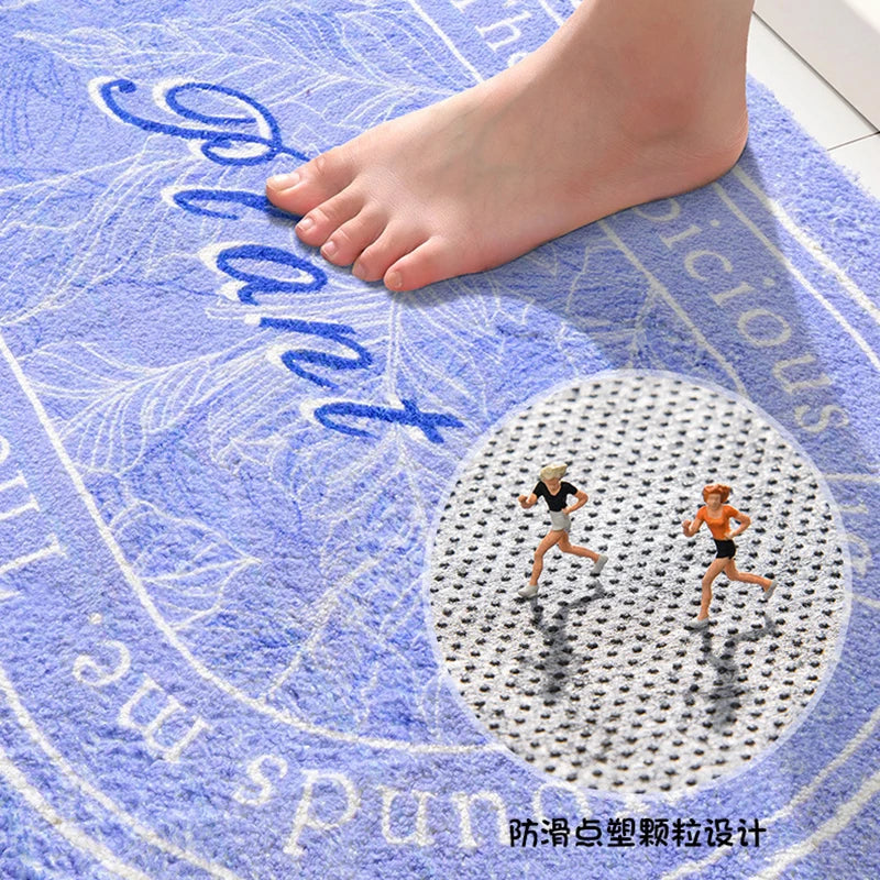 tapis bain antidérapant mousse pe polyester moderne feuilles léopard fruits lettrage blanc noir vert