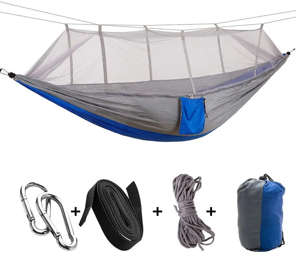 hamac vert olive pratique moustiquaire cordelettes carabiners sac rangementextérieur léger camping