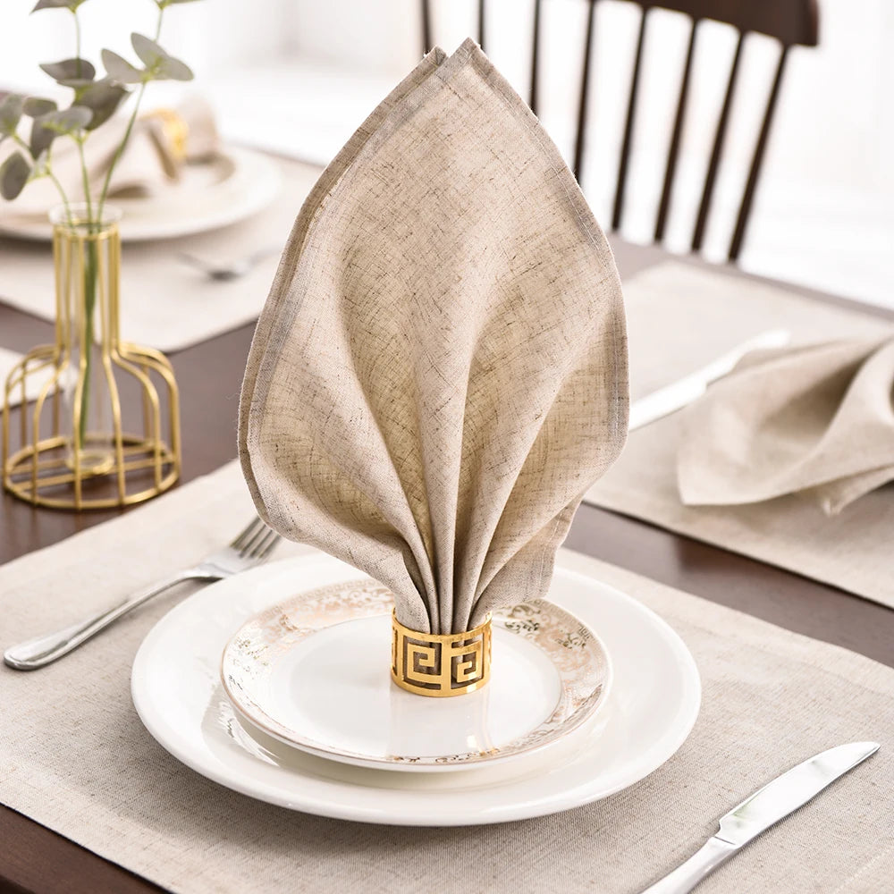 serviettes table lin naturel beige clair classique maison restaurant mariage festive