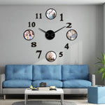 Horloge murale vintage noire avec photo famille