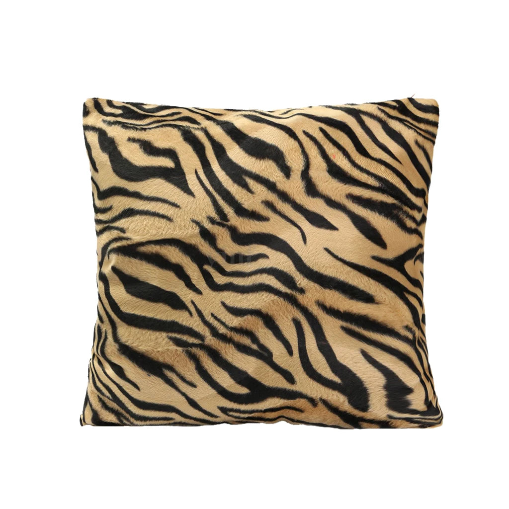 coussin carré moderne imprimé léopard zèbre noir blanc marron beige amovible lavable