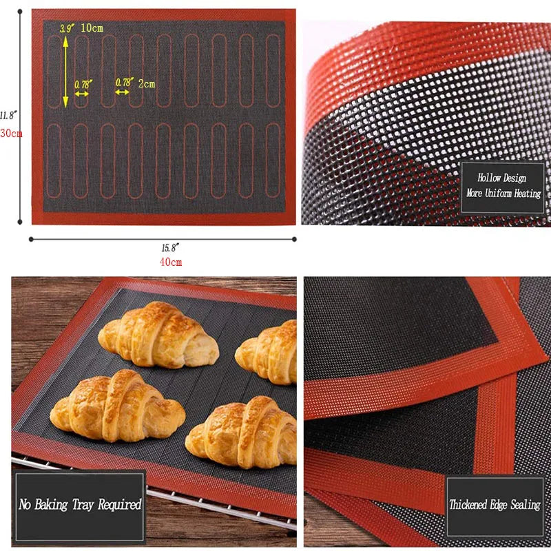 tapis cuisson silicone antiadhésif rouge noir texture tissu moderne cake baking