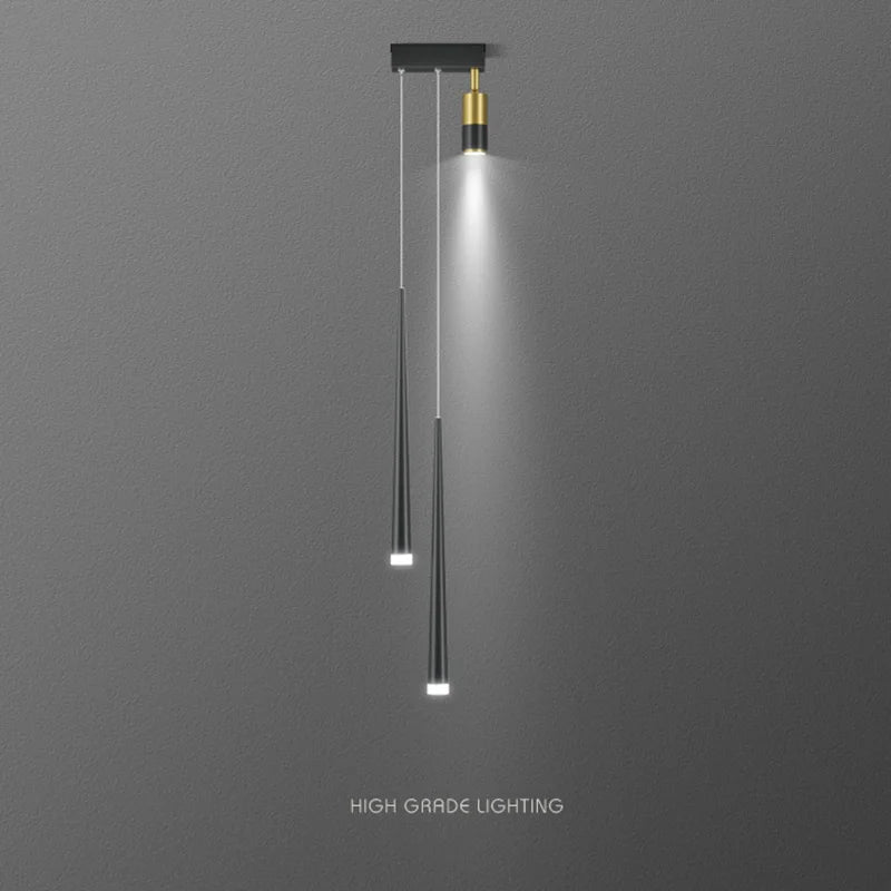 suspension lumineuse moderne noir doré lisse brillant minimaliste
