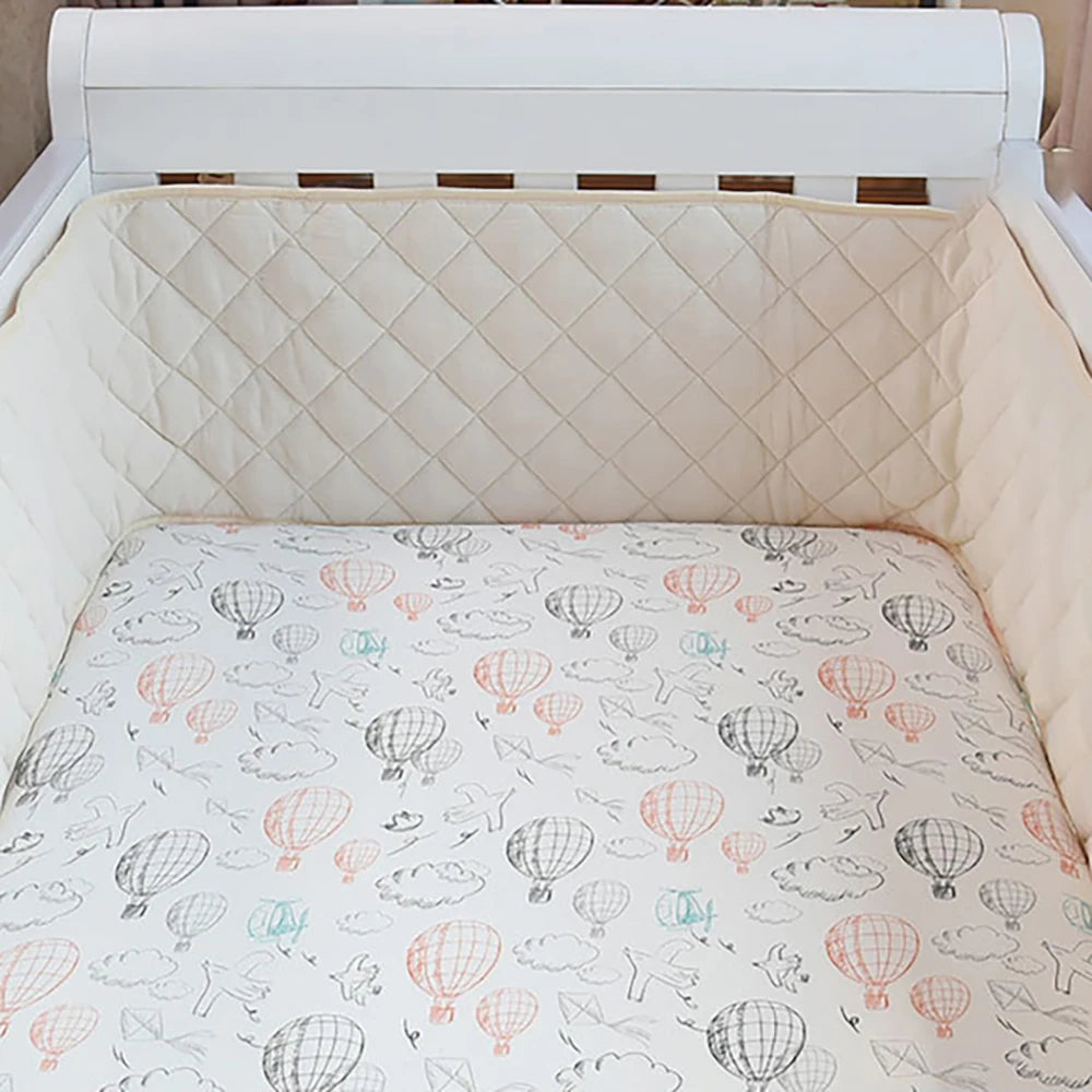 drap lit bébé imprimé montgolfières nuages rose clair moderne doux opacité 190cm 360cm