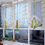 rideau floral transparent brodé fleurs tournesols voile tissu pastoral intérieur décoration fenêtre chambre salon
