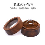 boîte bijoux bois foncé ronde gravure fleurs bagues boucles d'oreilles