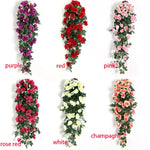 décoration murale guirlande florale roses artificielles feuilles vertes suspension intérieure mariage
