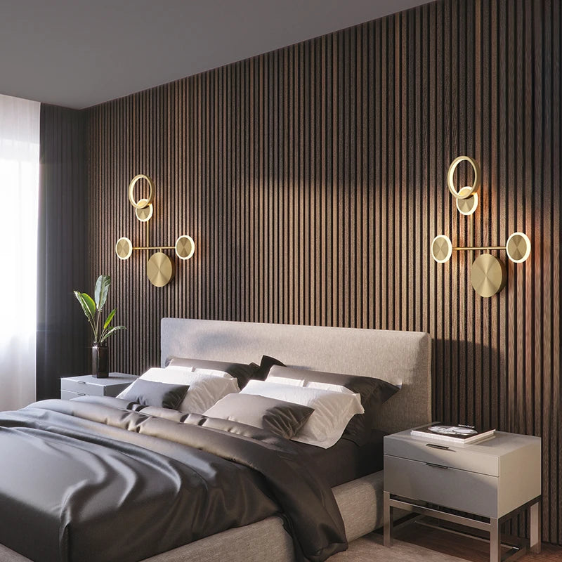 applique murale led or moderne contemporain éclairage chambre salon fixée mur métal lisse