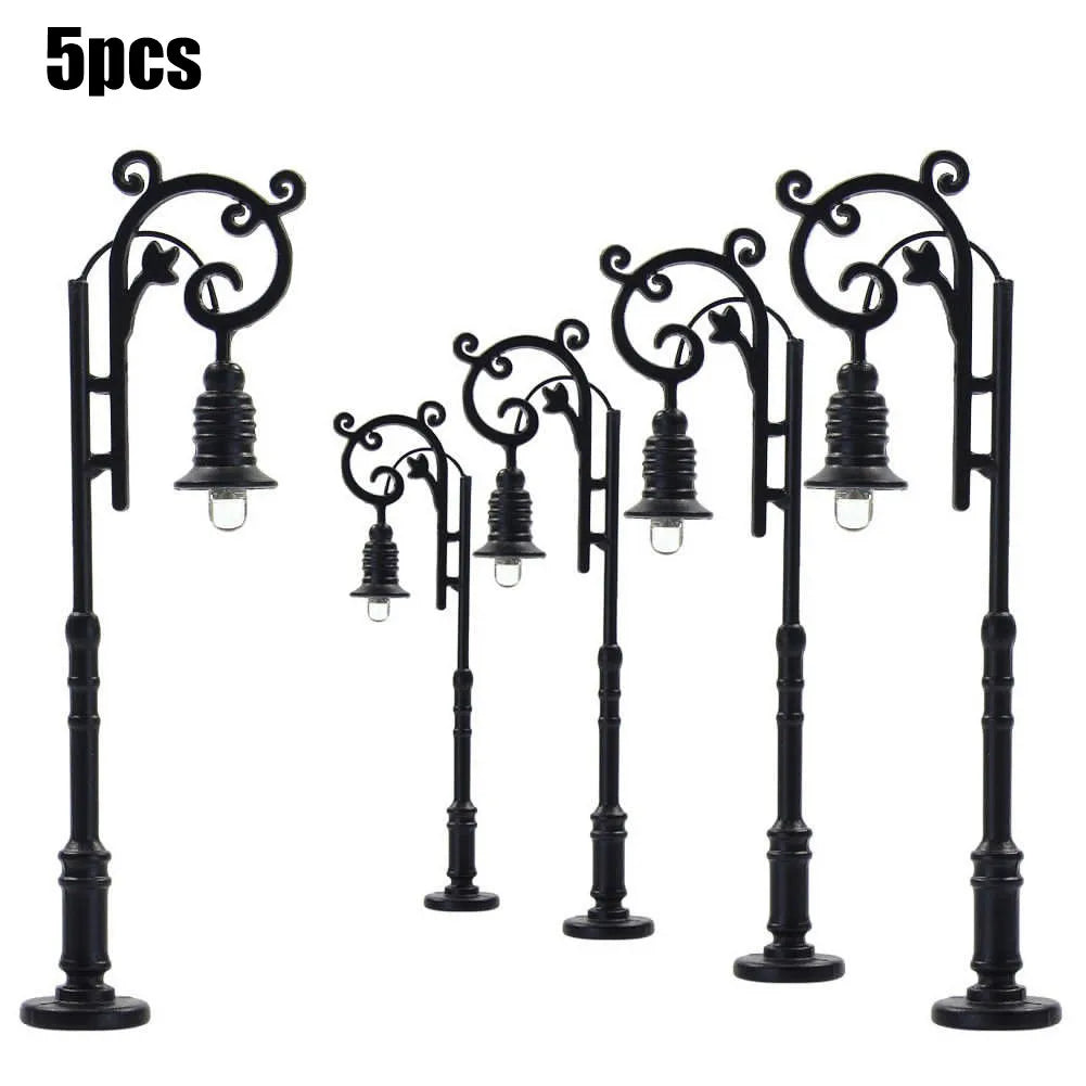 lampadaires miniatures vintage ornementés led noir abat jour transparent pièces