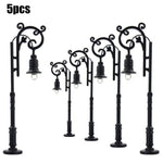 lampadaires miniatures vintage ornementés led noir abat jour transparent pièces