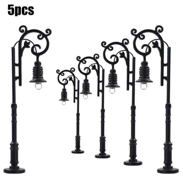 lampadaires miniatures vintage ornementés led noir abat jour transparent pièces