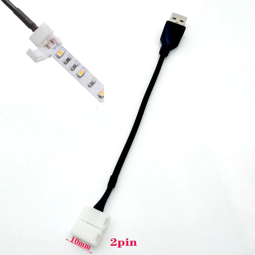 câble usb led 8mm 10mm 30pièces connecteur adhésif noir plat moderne