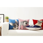 housse carrée coussin animal imprimé moderne zèbre oiseau chien vache multicolore