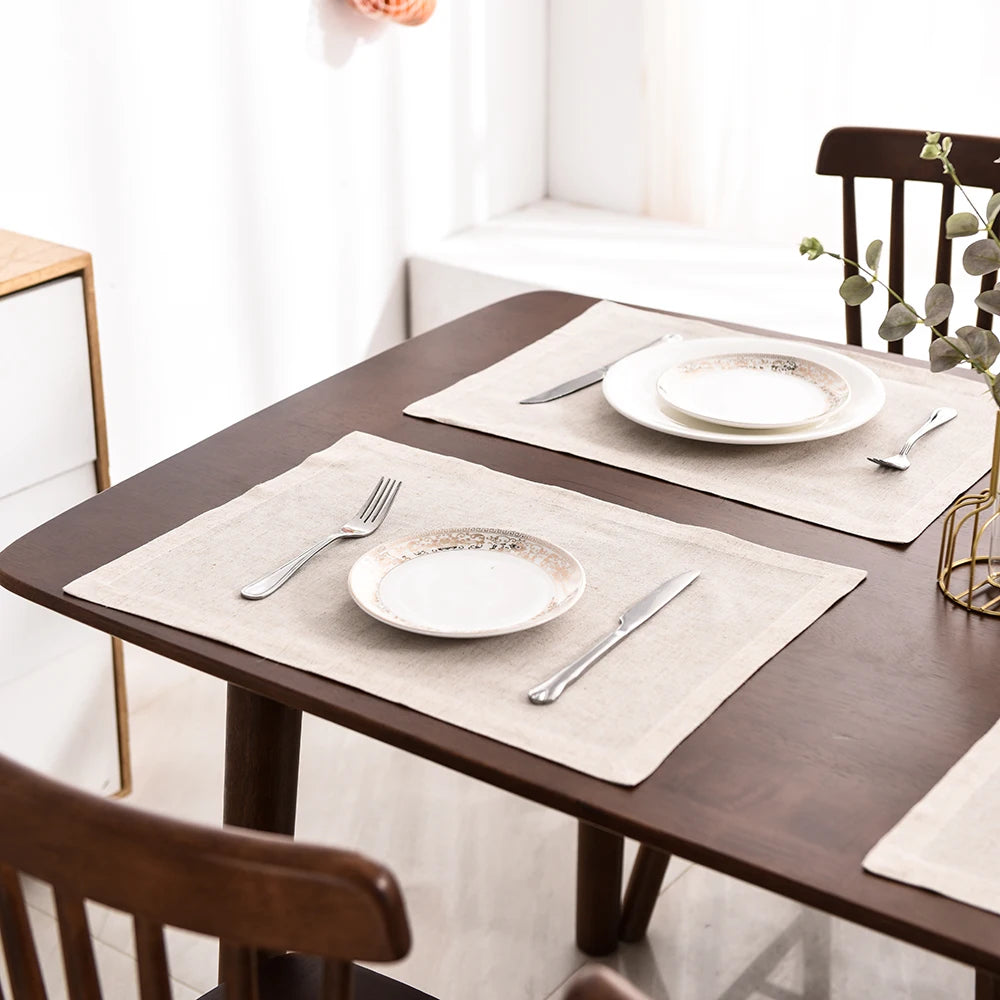serviettes table lin naturel beige clair classique maison restaurant mariage festive