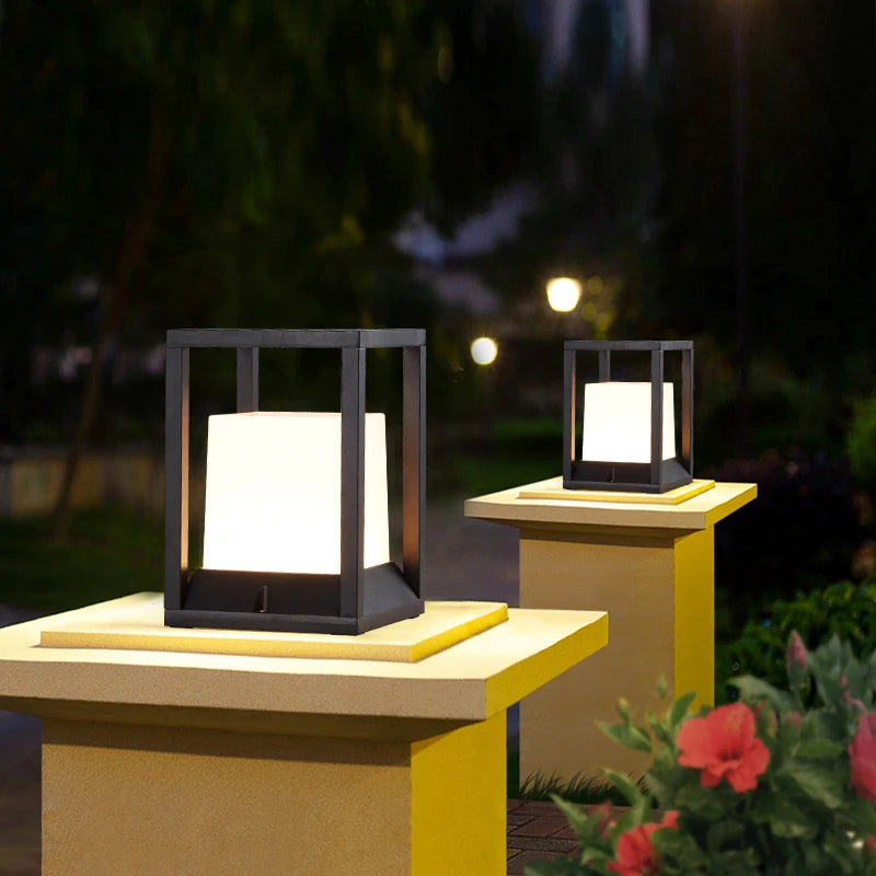 lampe sol contemporaine waterproof led noir blanche ip65 mat aluminium