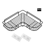 étagère salle bain moderne adhésive noir grille métallique rangement bouteilles cosmétiques flacons pots boîtes